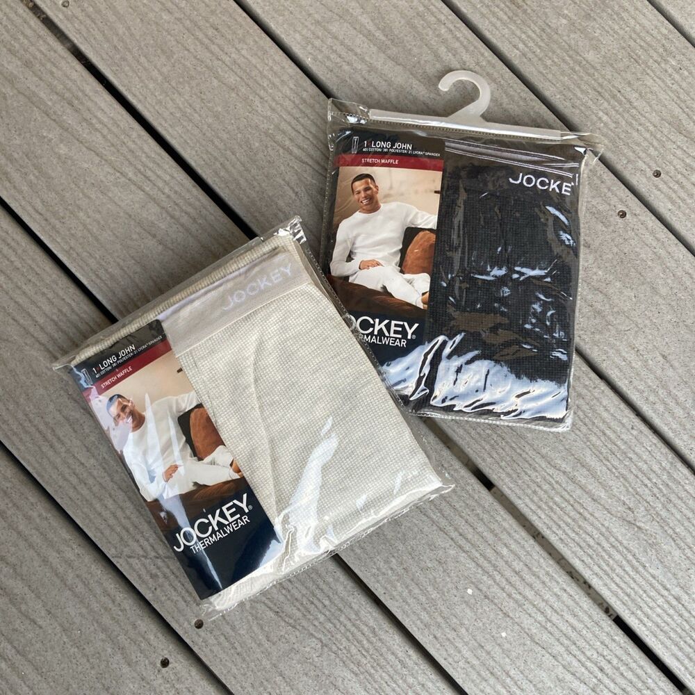 Jockey Thermal Pant Base Long John Gray Beige Waffle Warmer Cotton Poly L 2006
